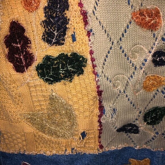 New Direction Womens Medium Blue Embroidered Leaves Button Up Denim Jean Jacket - Picture 7 of 11